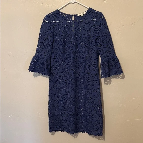 Boden Navy Lace Unique Sleeve Dress 2R - Picture 1 of 8